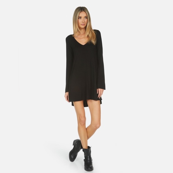 MICHAEL LAUREN 'Kyle' Core V-Neck Dress in Black - Picture 3 of 8
